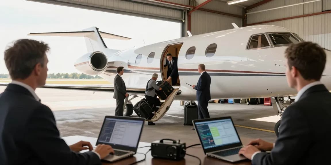 Urgent air cargo services Ontario showcased with a Piper PA-31 Navajo aircraft at a private airport.