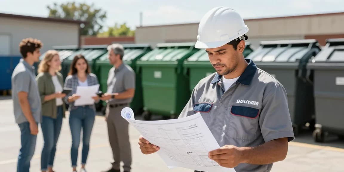 Bin Rental Services by trusted local provider, professional contractor overseeing dumpster rentals for community.