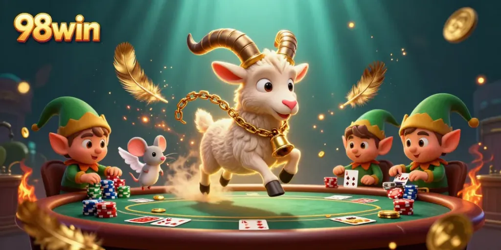 Engage in thrilling blackjack with 98win, featuring vibrant characters and dynamic casino elements.