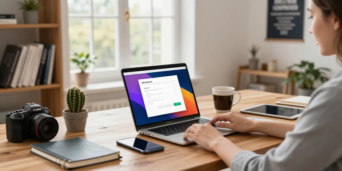 Engaging home office scene with WPS Download interface on a laptop, showcasing a productive atmosphere.