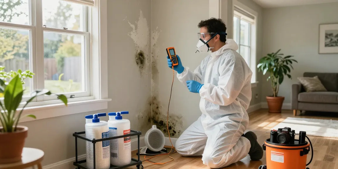 Mold Remediation North Vancouver expert inspecting damp home corner during a thorough assessment for hidden mold.