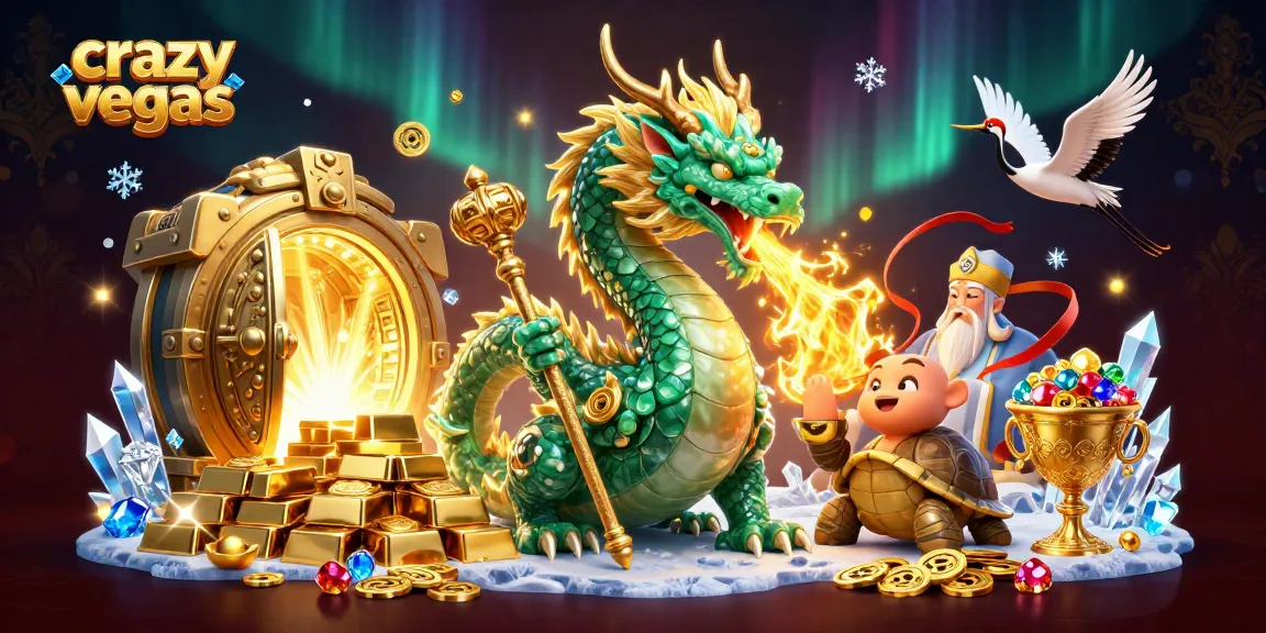 Experience thrilling action at crazyvegas casinos showcasing a jade dragon, turtle sage, and treasure elements.